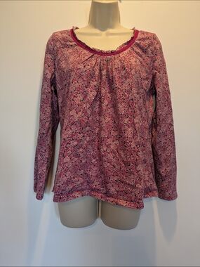 Women's Merona Pink Floral Long-Sleeve Scoop Neck Top Size Large